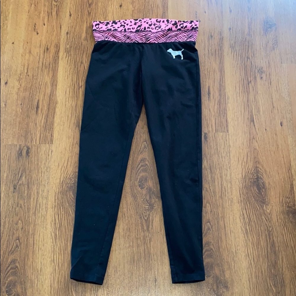 ‘PINK’, pink cheetah & zebra print leggings.
